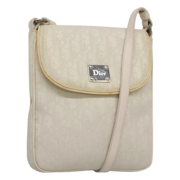Christian Dior Trotter Canvas Shoulder Bag Nylon White Silver - Picture 1 of 16